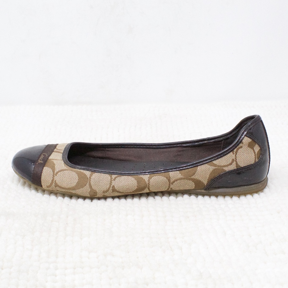 Coach Signature Ballet Flats Patent Cap Toe Shoes
